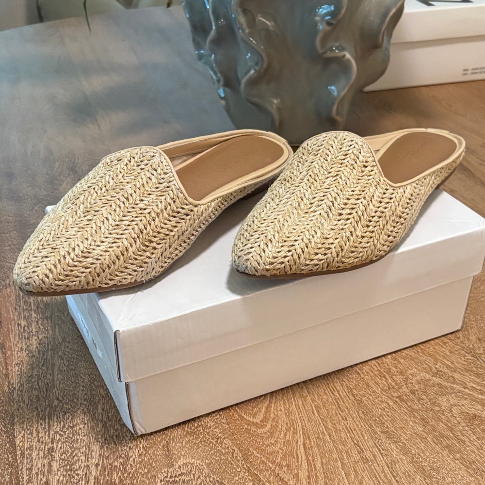 Raffia Slip-On Mules